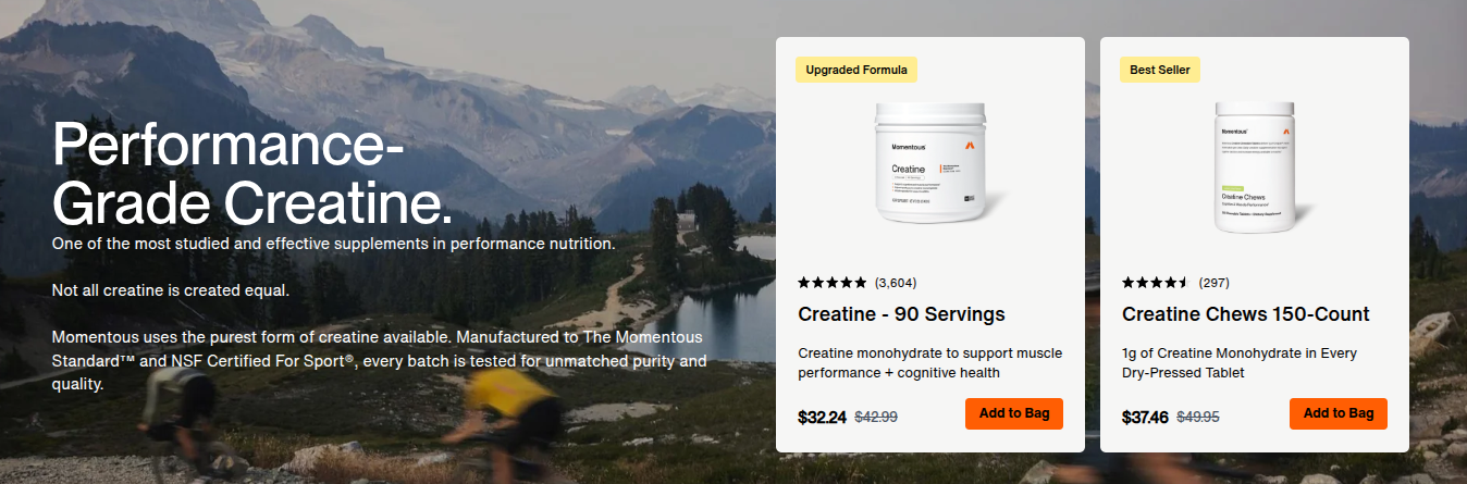 Performance-Grade Creatine from Momentous β Creatine 90 Servings and Creatine Chews 150-Count