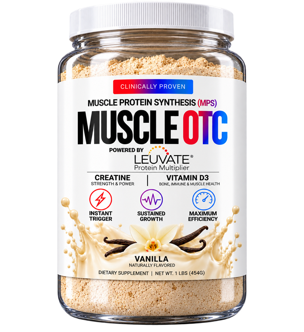 MUSCLE OTC Vanilla β daily muscle nutrition with whey protein isolate, creatine and essential amino acids